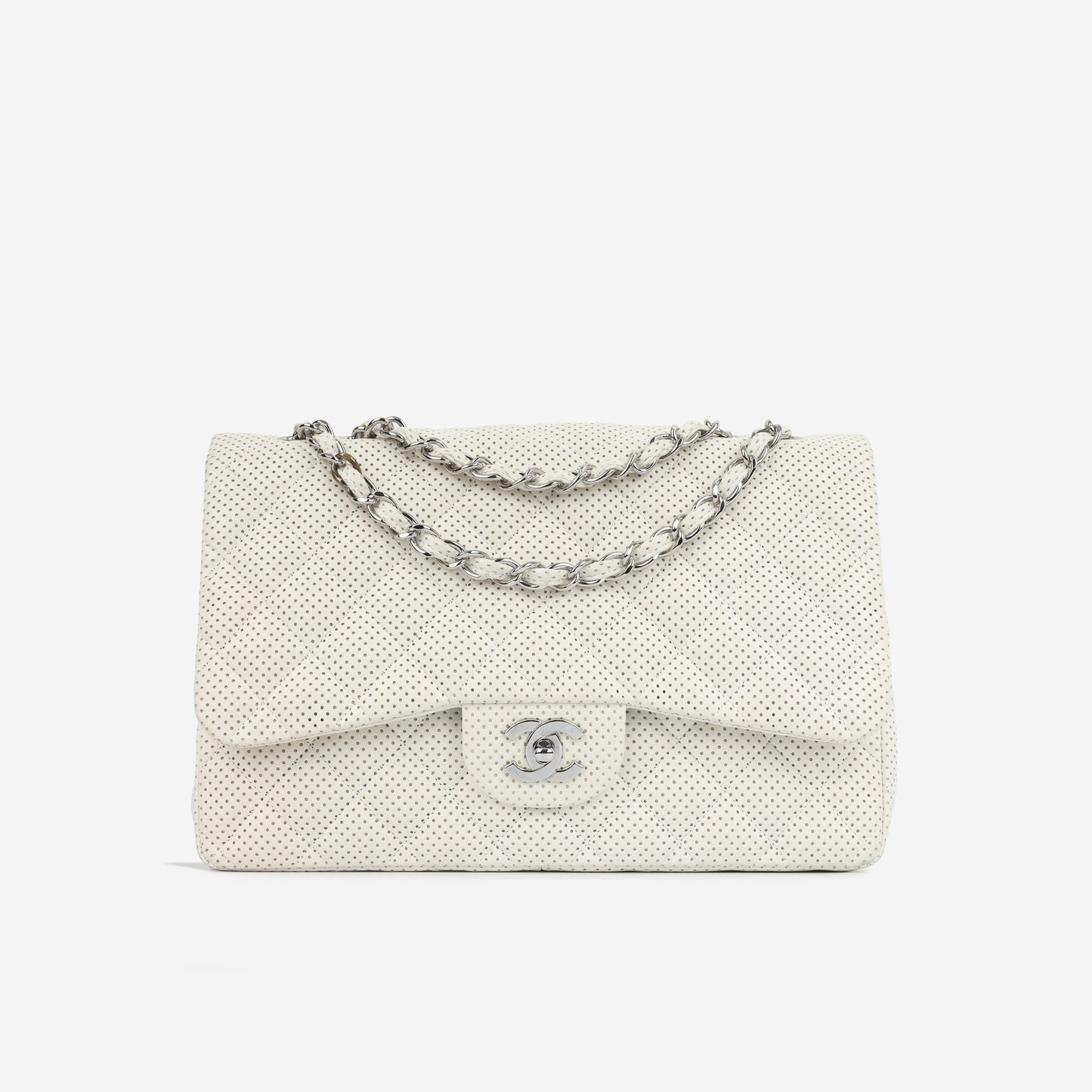 Chanel Classic Flap Lambskin Silver Shoulder Bag Style 4