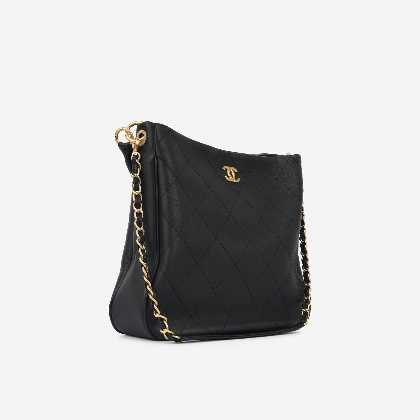 Chanel Hobo Shoulder Bag - Black Calfskin