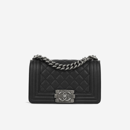Chanel Boy Bag Lambskin Black Shoulder Bag Style 19