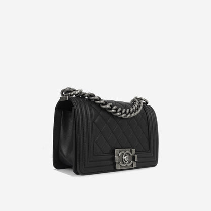 Chanel Boy Bag Lambskin Black Shoulder Bag Style 19
