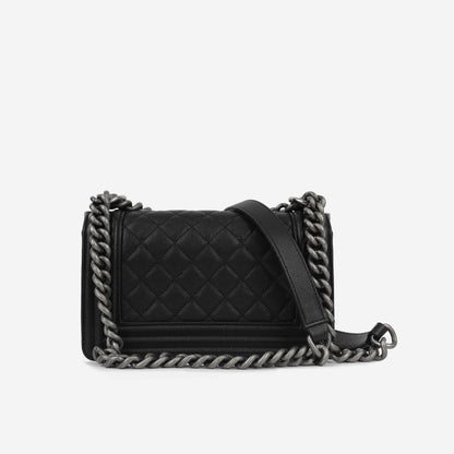 Chanel Boy Bag Lambskin Black Shoulder Bag Style 19