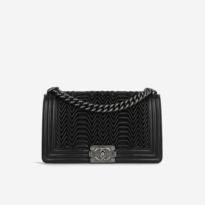 Chanel Boy Bag Lambskin Black Shoulder Bag Style 18