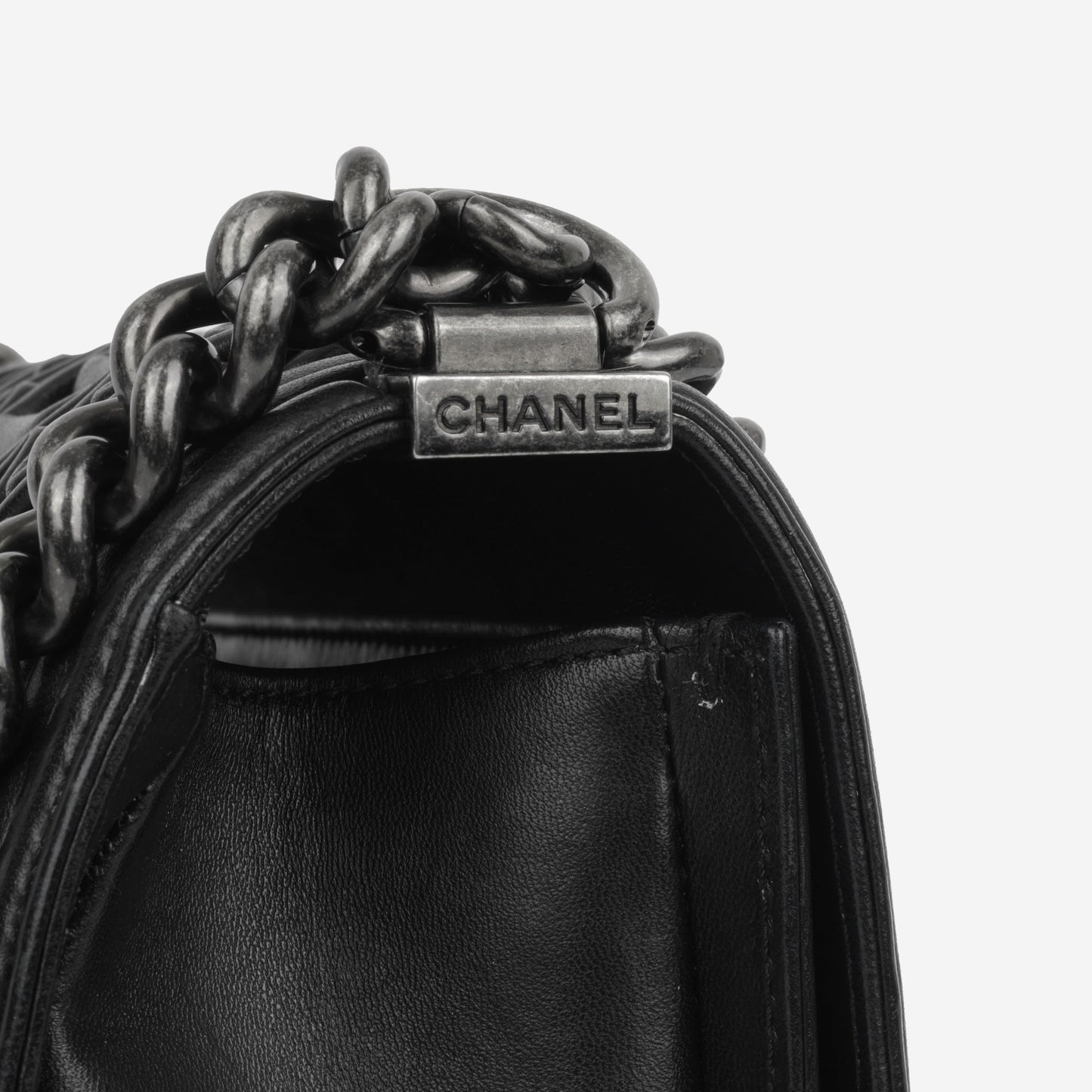 Chanel Boy Bag Lambskin Black Shoulder Bag Style 18