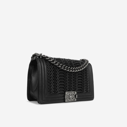 Chanel Boy Bag Lambskin Black Shoulder Bag Style 18
