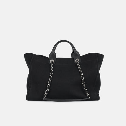 Chanel Deauville Lambskin Black Tote Bag Style 4