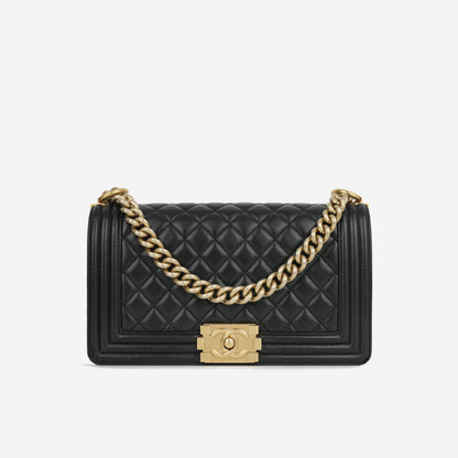 Chanel Boy Bag Lambskin Black Shoulder Bag Style 47