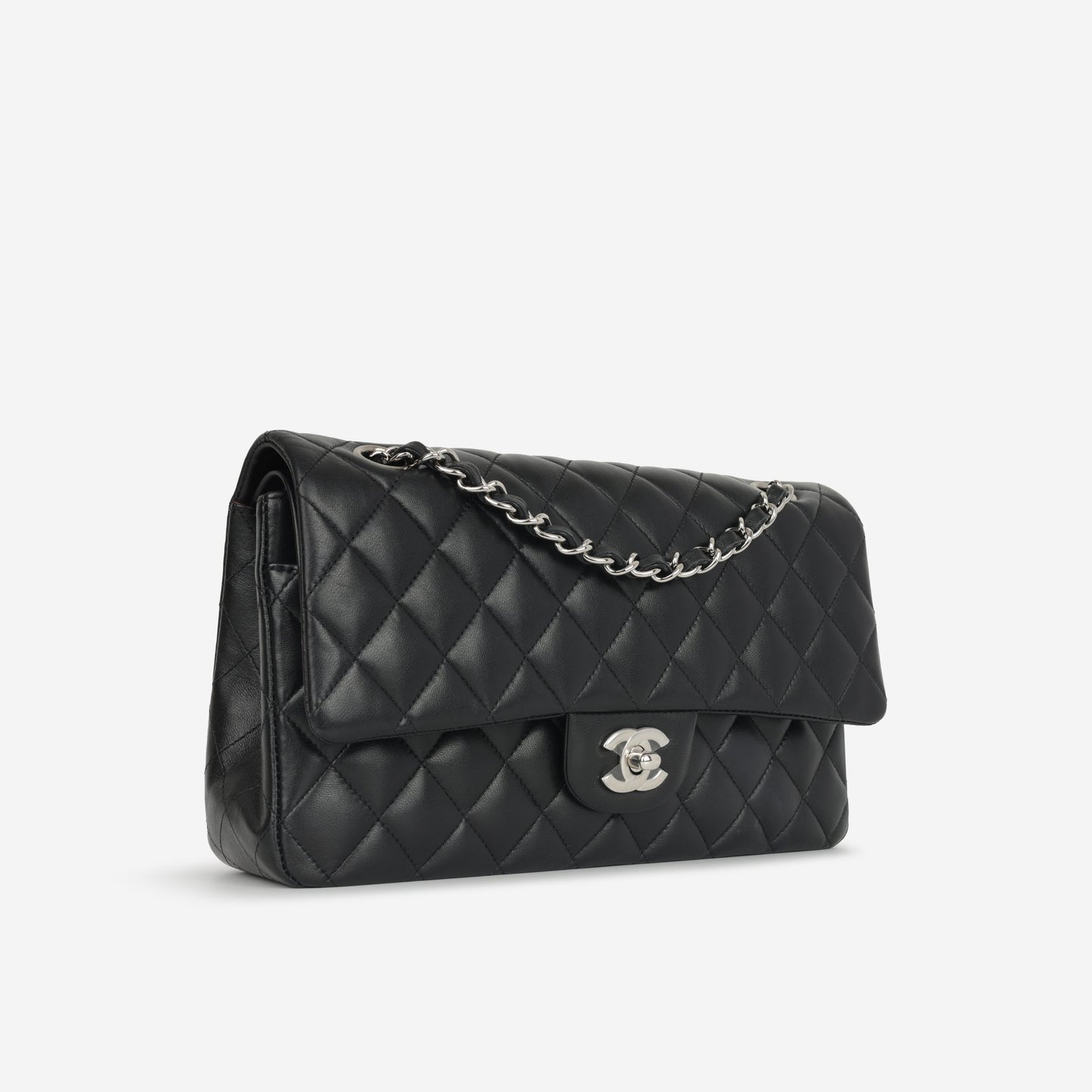 Chanel Classic Flap Lambskin Black Shoulder Bag Style 321