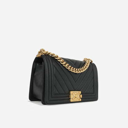Chanel Boy Bag Lambskin Black Shoulder Bag Style 46