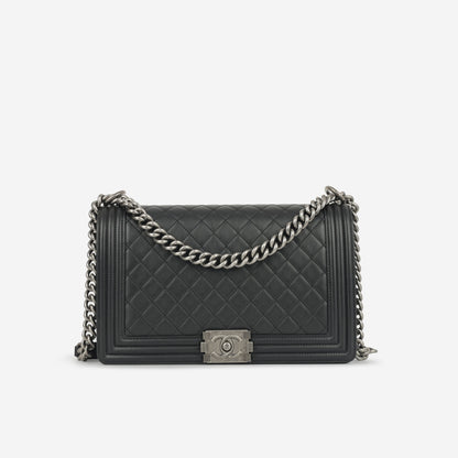 Chanel Boy Bag Lambskin Black Shoulder Bag Style 15