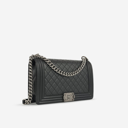 Chanel Boy Bag Lambskin Black Shoulder Bag Style 15