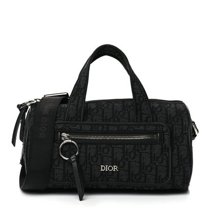 Christian Dior Oblique Jacquard Zipped Messenger Bag Black