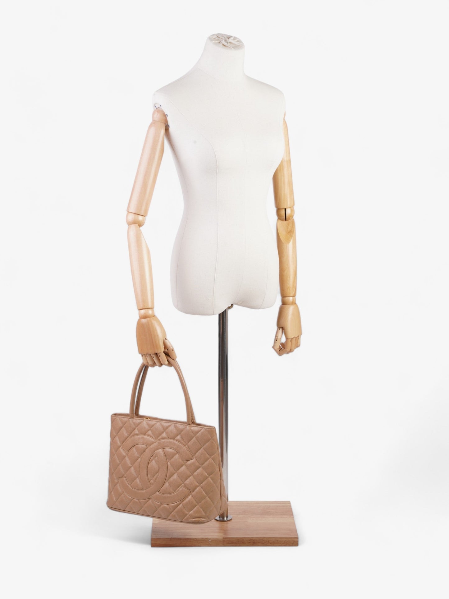 Chanel Medallion Tote Beige Caviar Leather
