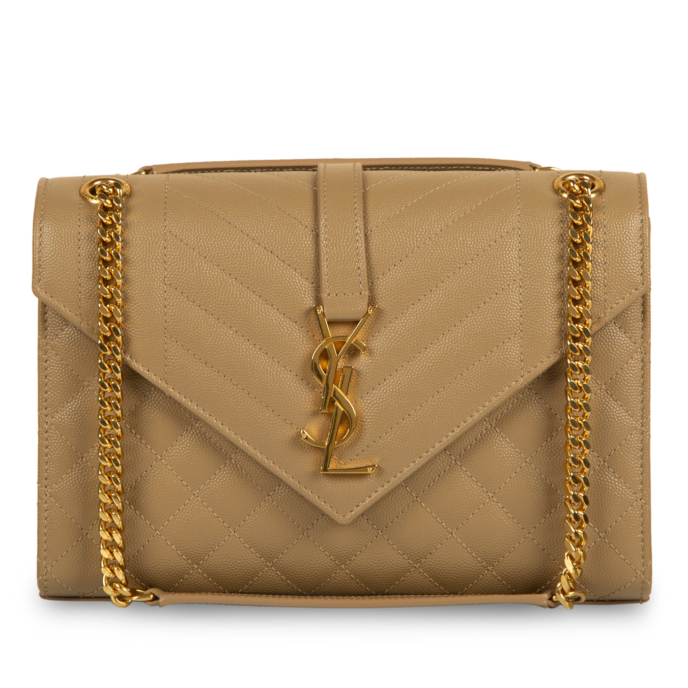 Saint Laurent Envelope Matelassé Beige Shoulder Bag