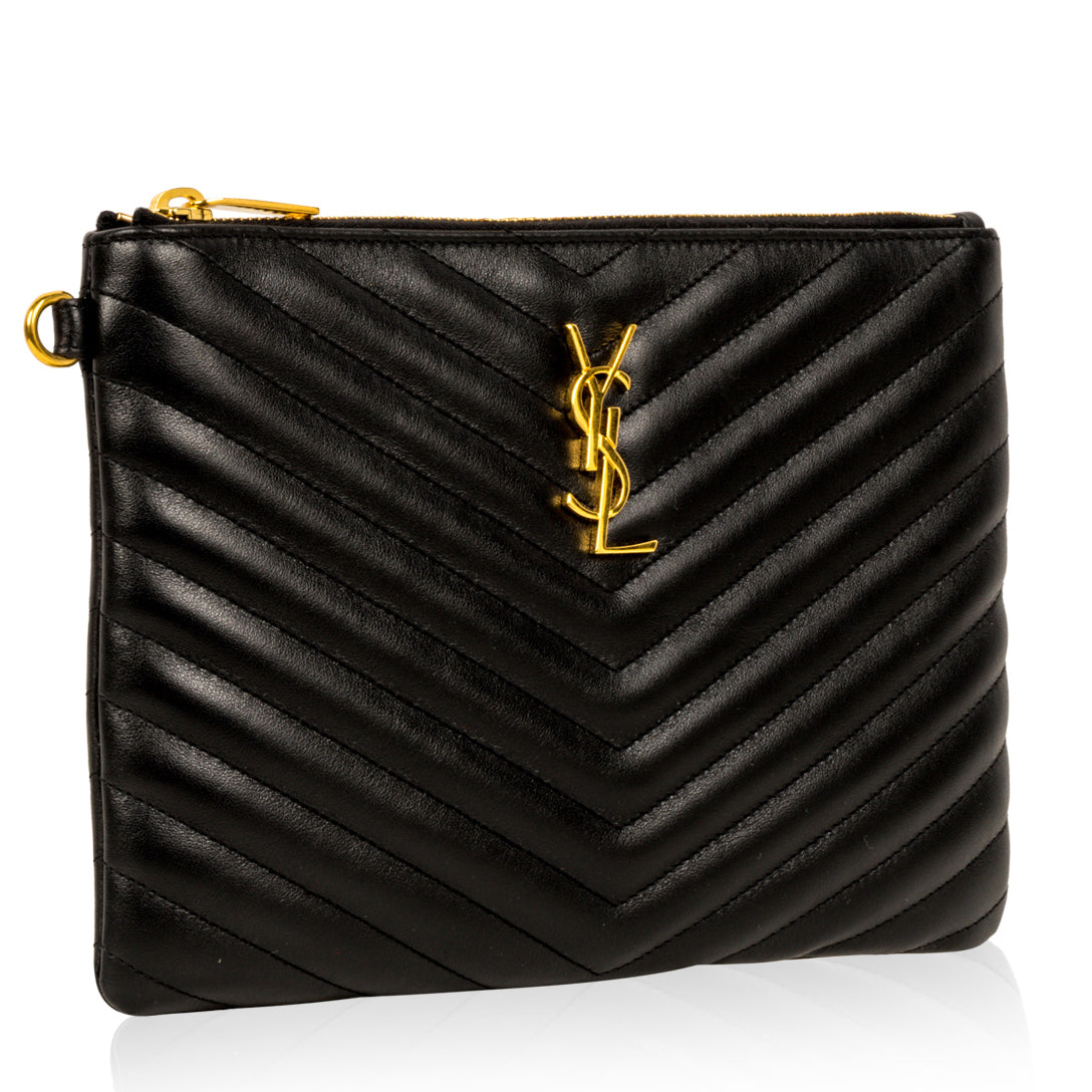 Saint Laurent Luxury Leather Red Clutch Style 10