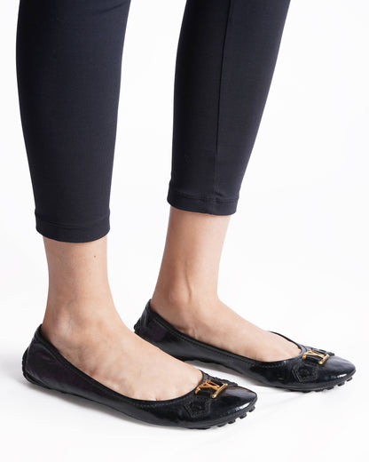 Louis Vuitton  Black Patent Leather Oxford Ballet Flats