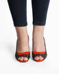 Fendi zucca red slingback heels
