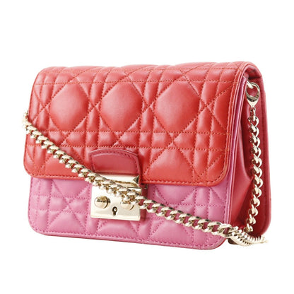 Christian Dior Shoulder Bag S0252OTRI M79D lambskin Red/pink 2-way clutch Canage ChainShoulder Women