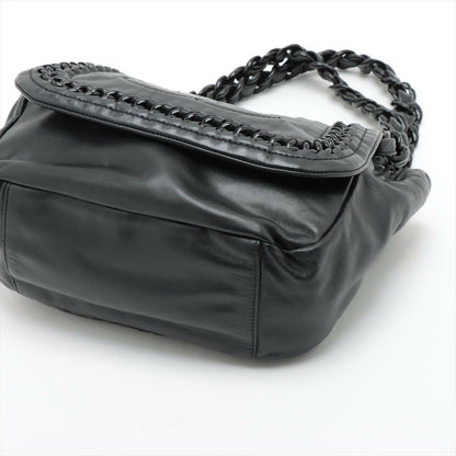 Chanel Black Crinkled Patent Leather Modern Chain Flap Bag