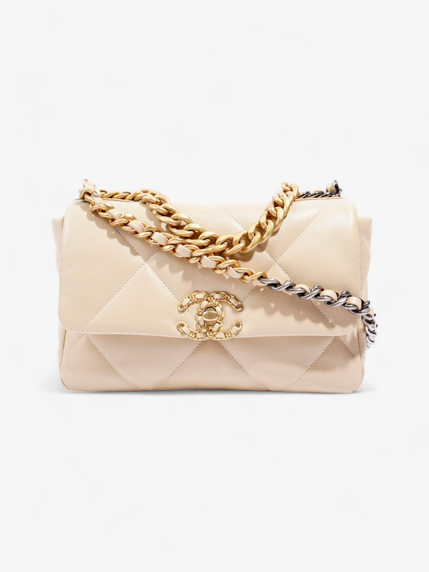 Chanel Chanel 19 Lambskin Beige Shoulder Bag