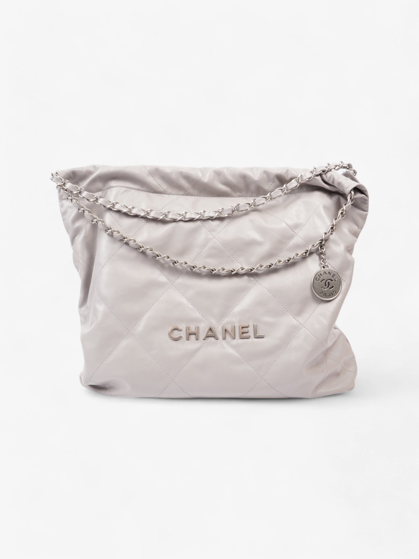 Chanel 22 Grey Calfskin Leather Medium