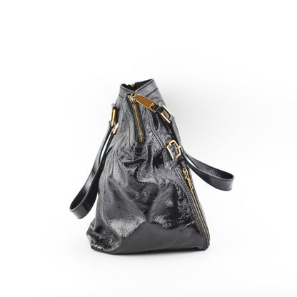 Saint Laurent Downtown Black Patent Bag Black