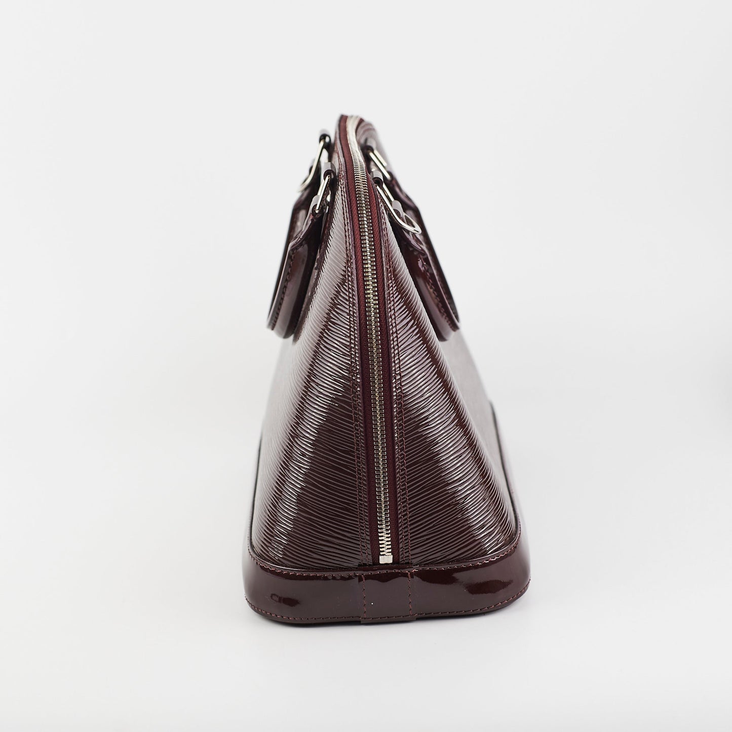 Louis Vuitton Paris LV Alma Burgundy Epi Patent Leather Bag PM