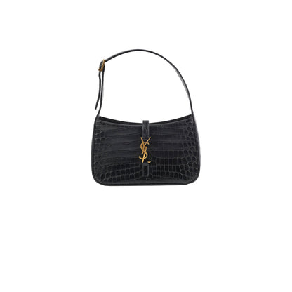 Item 9 - Saint Laurent Le5 A 7 Croc Embossed Black