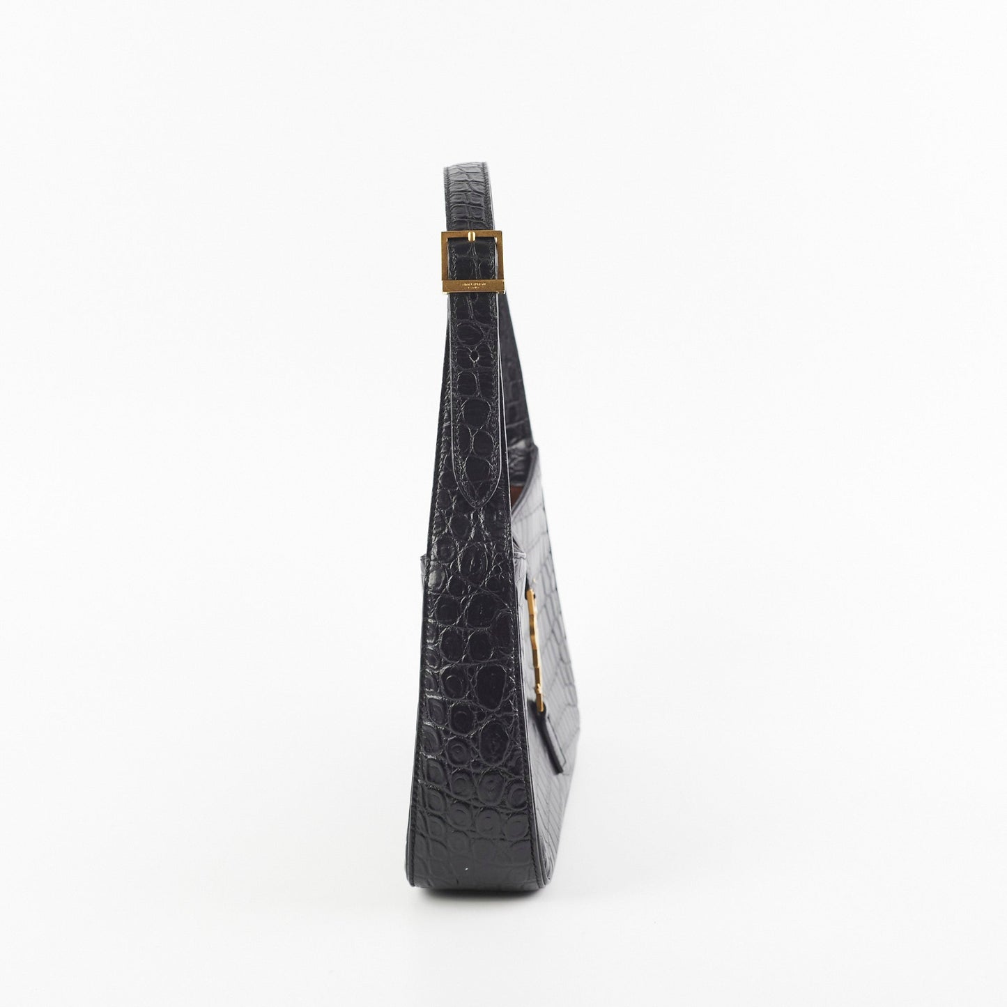 Item 9 - Saint Laurent Le5 A 7 Croc Embossed Black