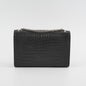 Saint Laurent Small Kate Crocodile Embossed Dark Grey