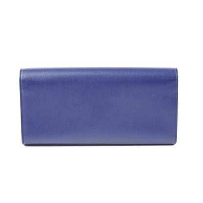 Saint Laurent Long Blue Grained Leather Clutch
