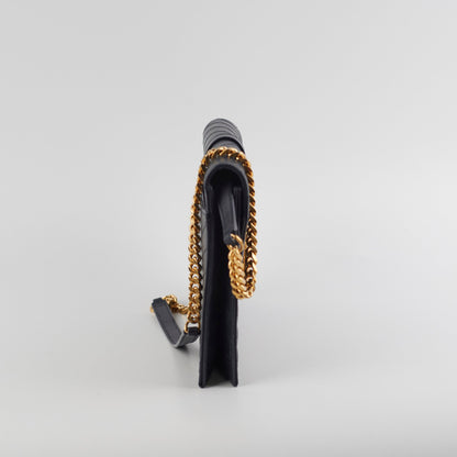 Saint Laurent Clutch With Detachable Chain Navy