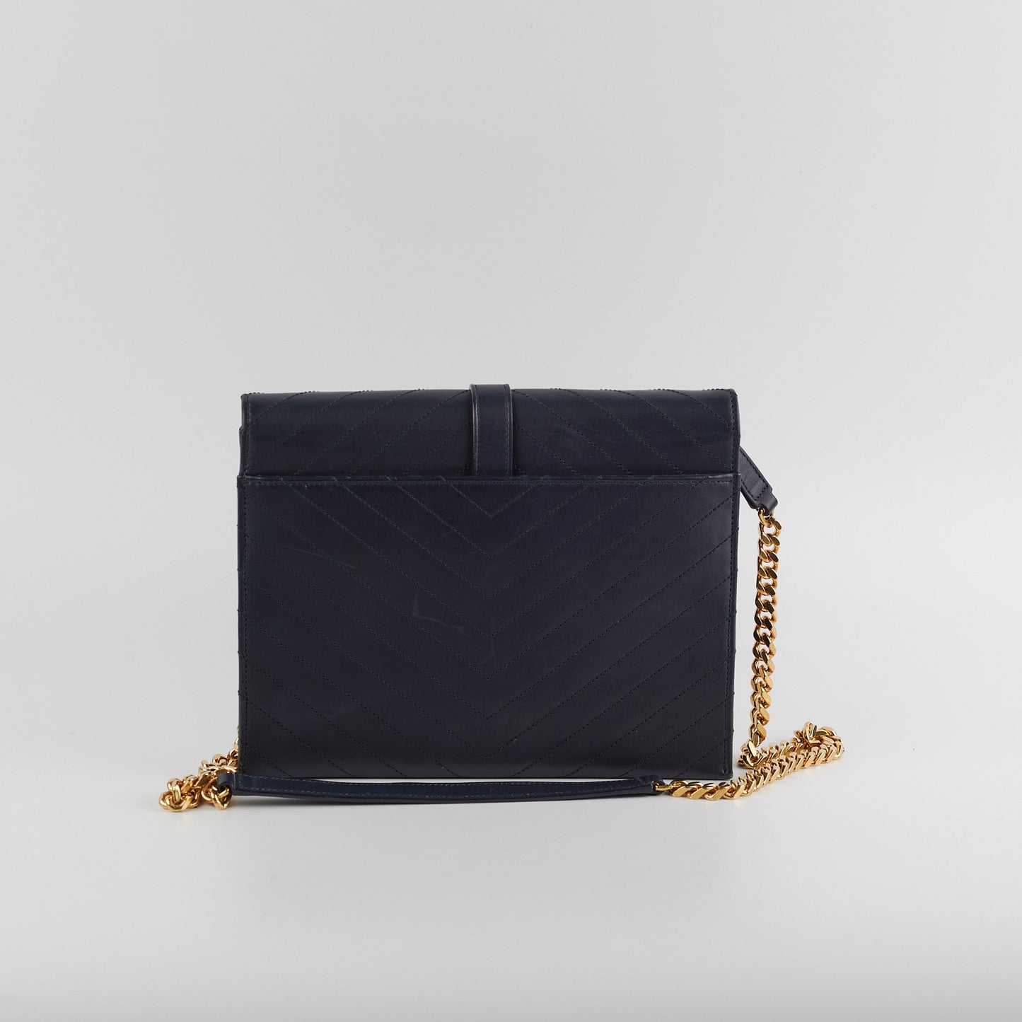 Saint Laurent Clutch With Detachable Chain Navy