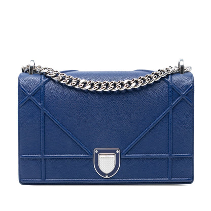 Blue Dior Medium Grained Calfskin Diorama Flap Crossbody Bag