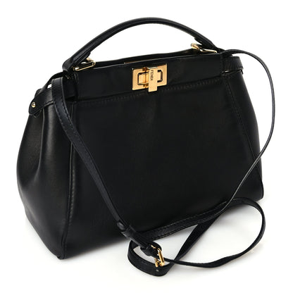 Fendi Nappa Mini Peekaboo Iconic Satchel Black