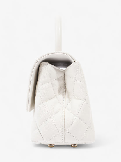 Chanel Coco Top Handle White Caviar Leather Mini