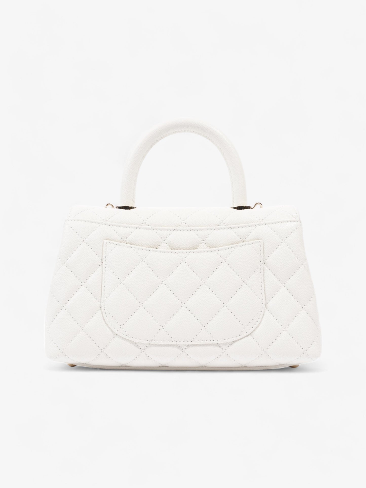 Chanel Coco Top Handle White Caviar Leather Mini