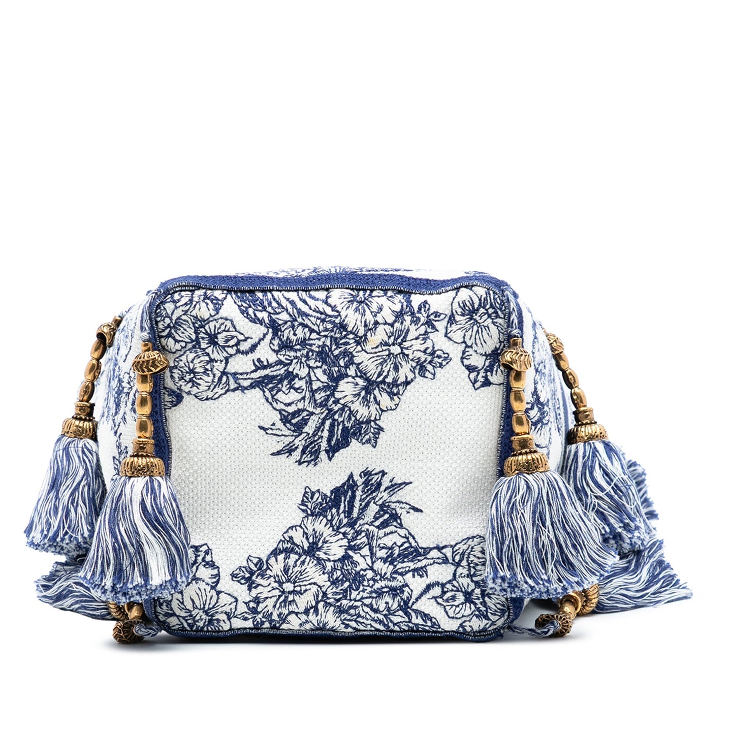 Blue Dior Canvas Embroidered Reve D Infini D Bubble Bucket Bag