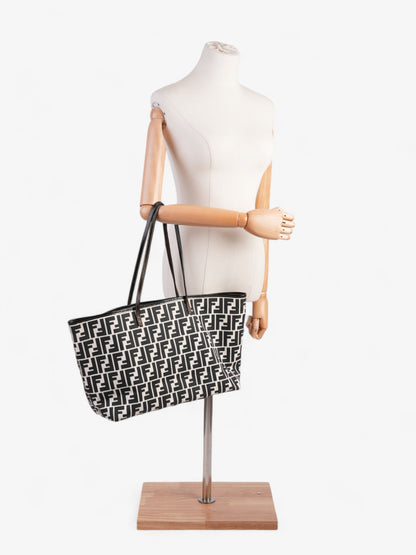 Fendi Roll Canvas Black Tote Bag Canvas