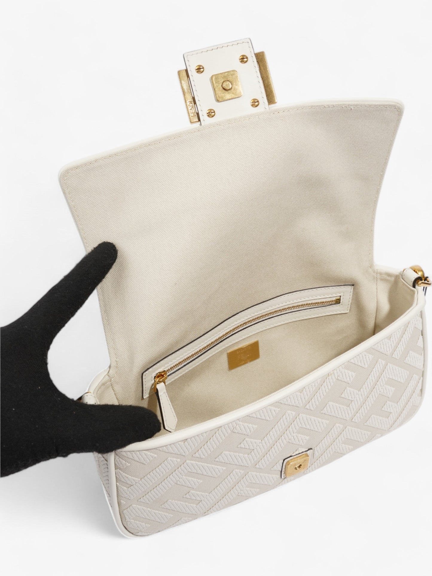 Fendi Baguette White Shoulder Bag