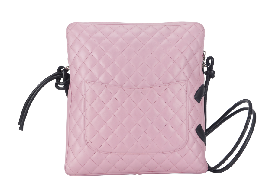 Chanel CAMBON SHOULDER BAG (910xxxx) PINK CALF LEATHER SILVER HARDWARE WITH