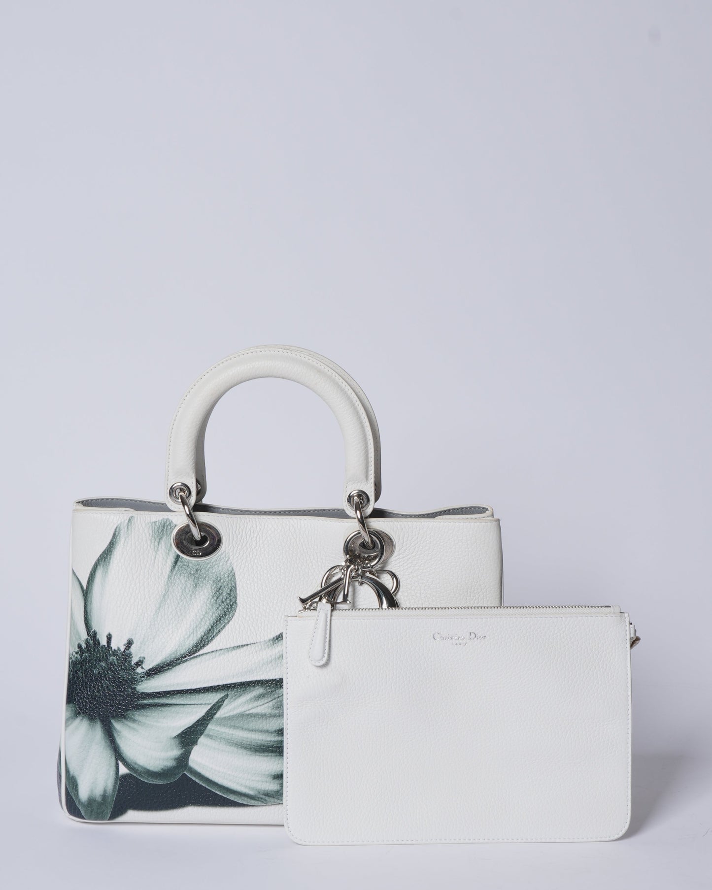 Christian Dior White Floral Lady Dior Bag Limited Edition