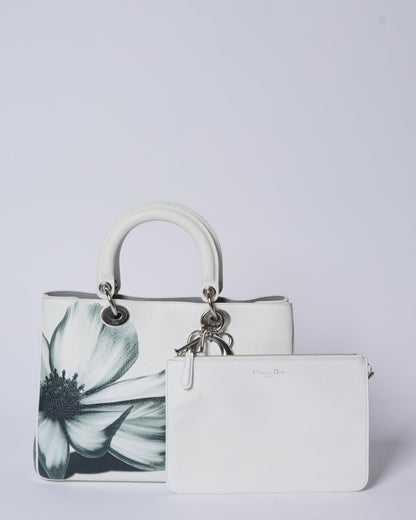 Christian Dior White Floral Lady Dior Bag Limited Edition