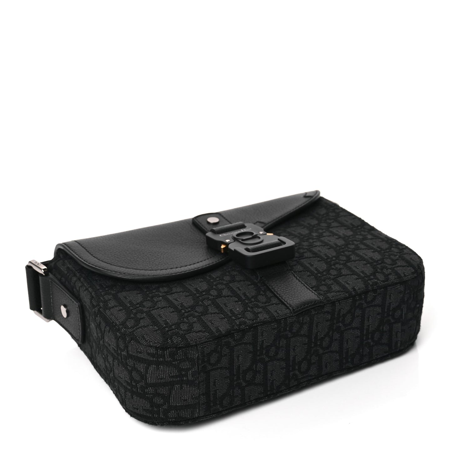 Christian Dior Oblique Jacquard Grained Calfskin Small Saddle Messenger Bag Black Oblique Monogram