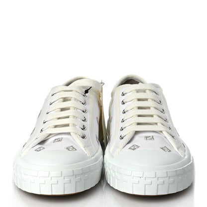 Fendi Canvas Lurex FF Womens Domino Low Top Sneakers 37 White