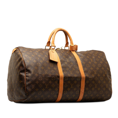 Brown Louis Vuitton Monogram Keepall 55 Travel Bag