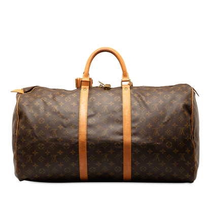 Brown Louis Vuitton Monogram Keepall 55 Travel Bag