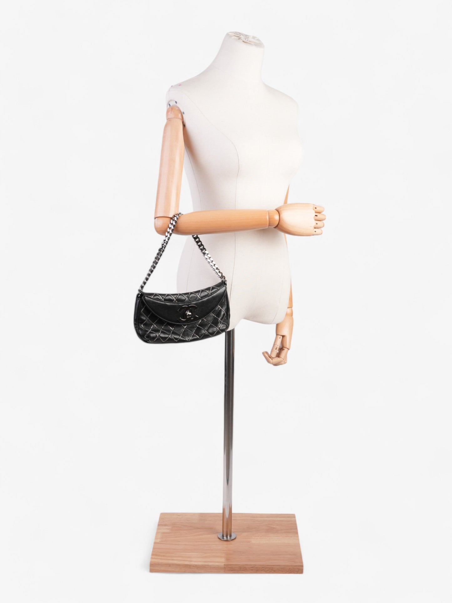 Chanel Chain Stitch Flap Bag Black Lambskin Leather