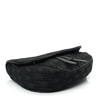 Christian Dior Oblique Mens Saddle Bag Black Blue
