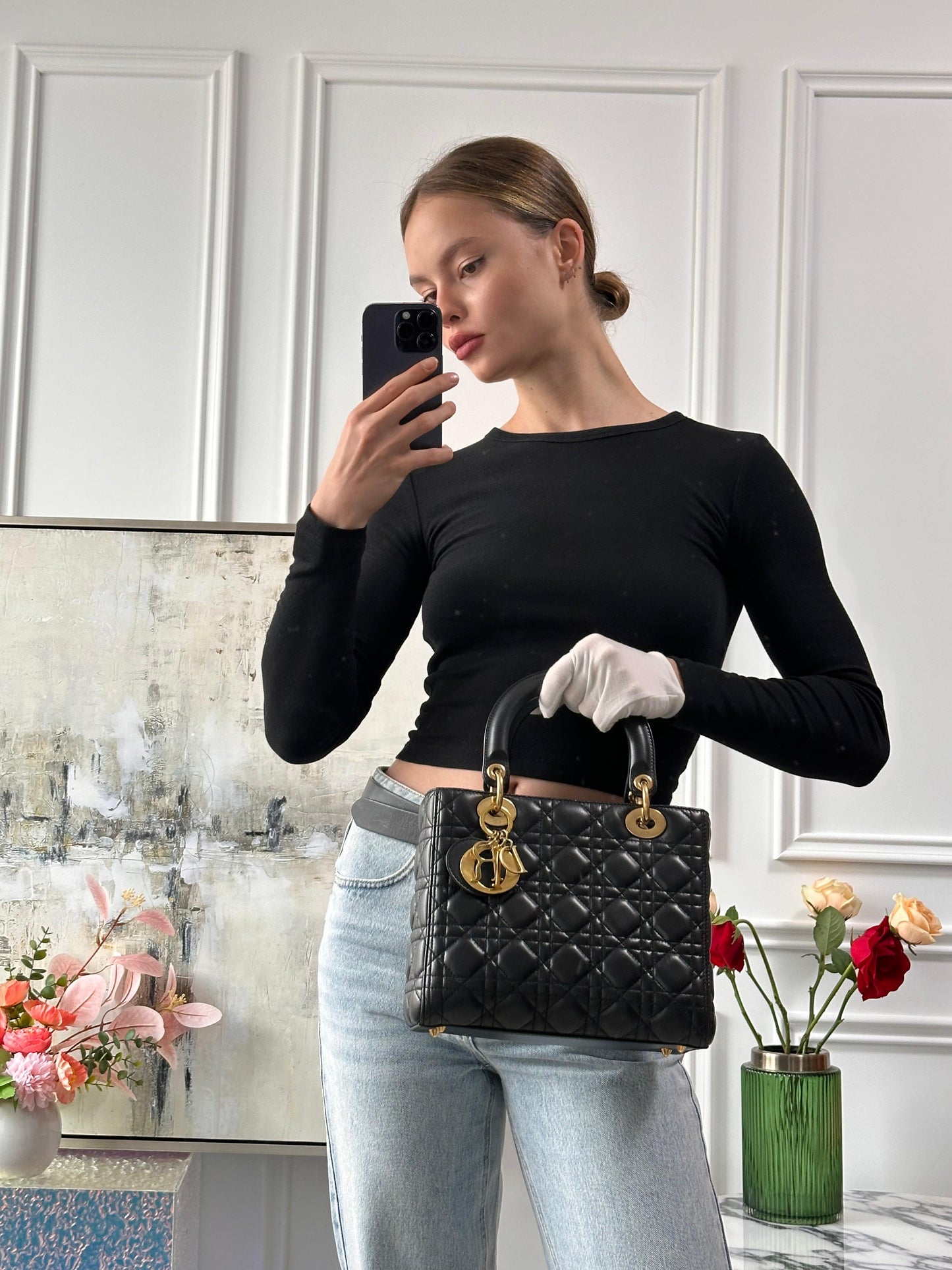 Dior Lady Dior Medium Bag Black Cannage