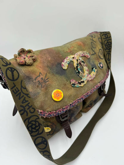 Chanel Graffiti Canvas Messenger Bag Large Size